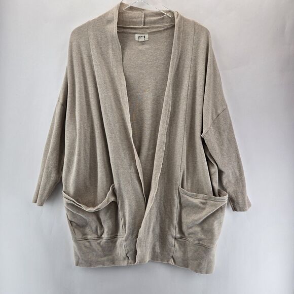 Pact Sweaters - Pact Long Cardigan Sweater Womens Large Medium Organic Cotton Oatmeal Beige Open